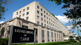 the sign in front of the Department of State